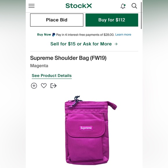 SUPREME shoulder bag FW 19 belt bag crossbody in pink excellent condition - Picture 7 of 7